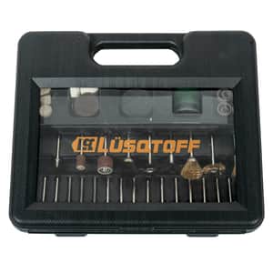 Amoladora Banco Multifunción 120W 9900 RPM Velocidad Variable Discos 75x20x10mm + Eje Flexible 1m Mini Torno + 100 Accesorios ABM-120 - Lusqtoff