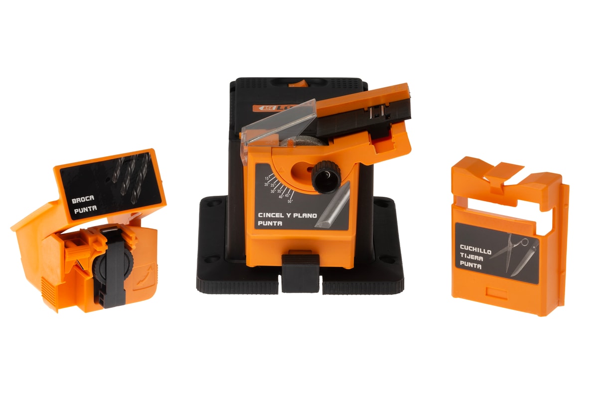 Afilador Eléctrico Multiuso 65W 6700 RPM Ángulo Ajustable 15-50° Cuchillos Tijeras Brocas Formones + Disco Diamante AFL65-7 - Lusqtoff