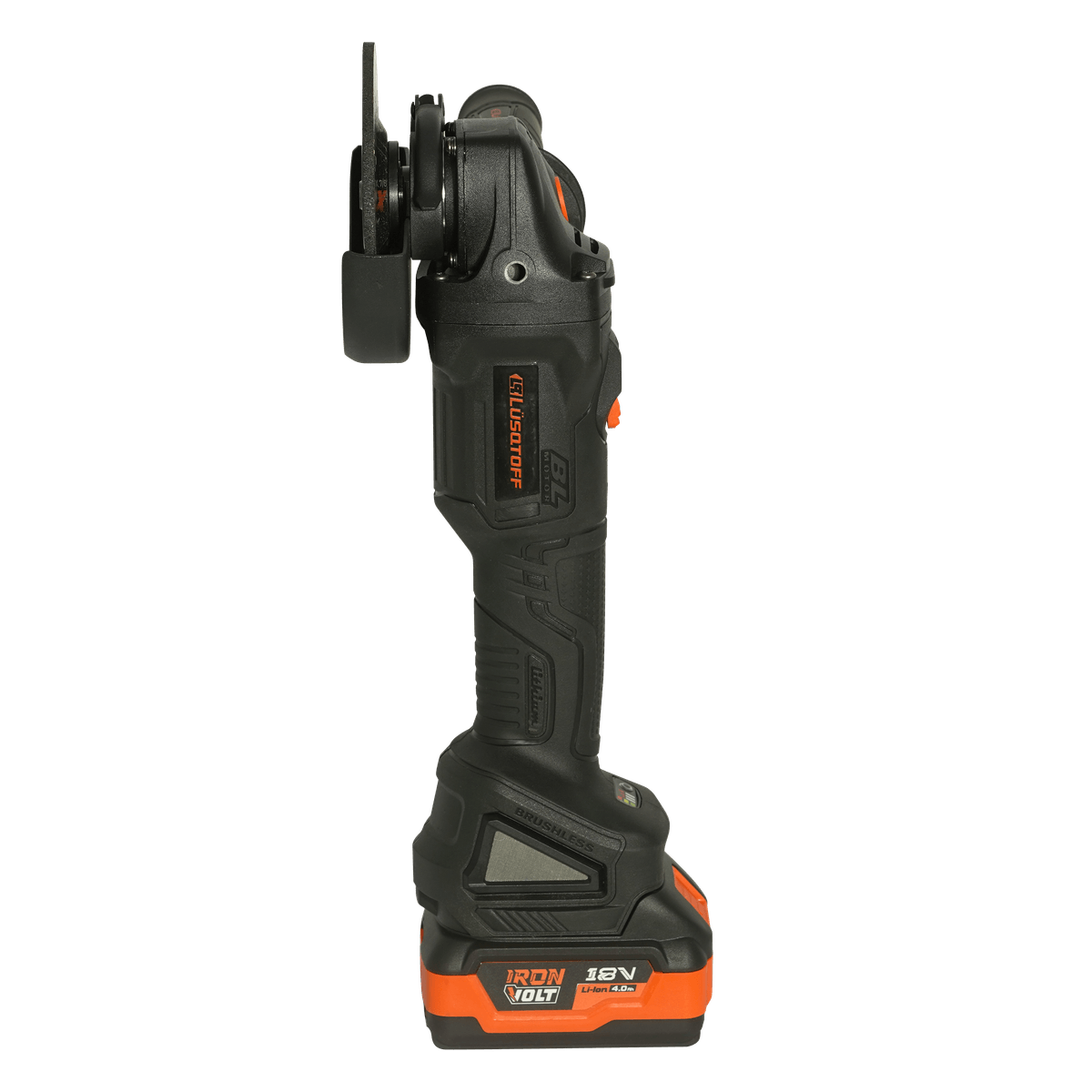 Amoladora Angular A Batería Brushless 18V 115mm 4 1/2" 8500 RPM + 2 Baterías 4Ah + Cargador + 2 Discos + Maletín AML115-9BK - Lusqtoff
