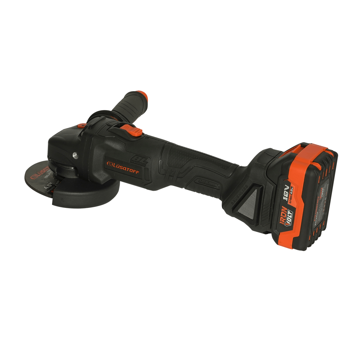 Amoladora Angular A Batería Brushless 18V 115mm 4 1/2" 8500 RPM + 2 Baterías 4Ah + Cargador + 2 Discos + Maletín AML115-9BK - Lusqtoff