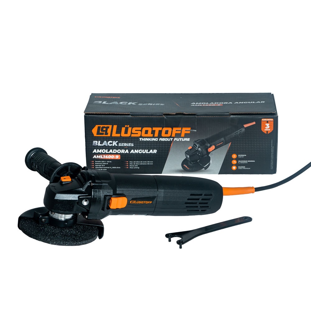 Amoladora Angular 1400W 125mm 5" Velocidad Variable 9000 RPM Arranque Progresivo M14 AML1400-9 - Lusqtoff