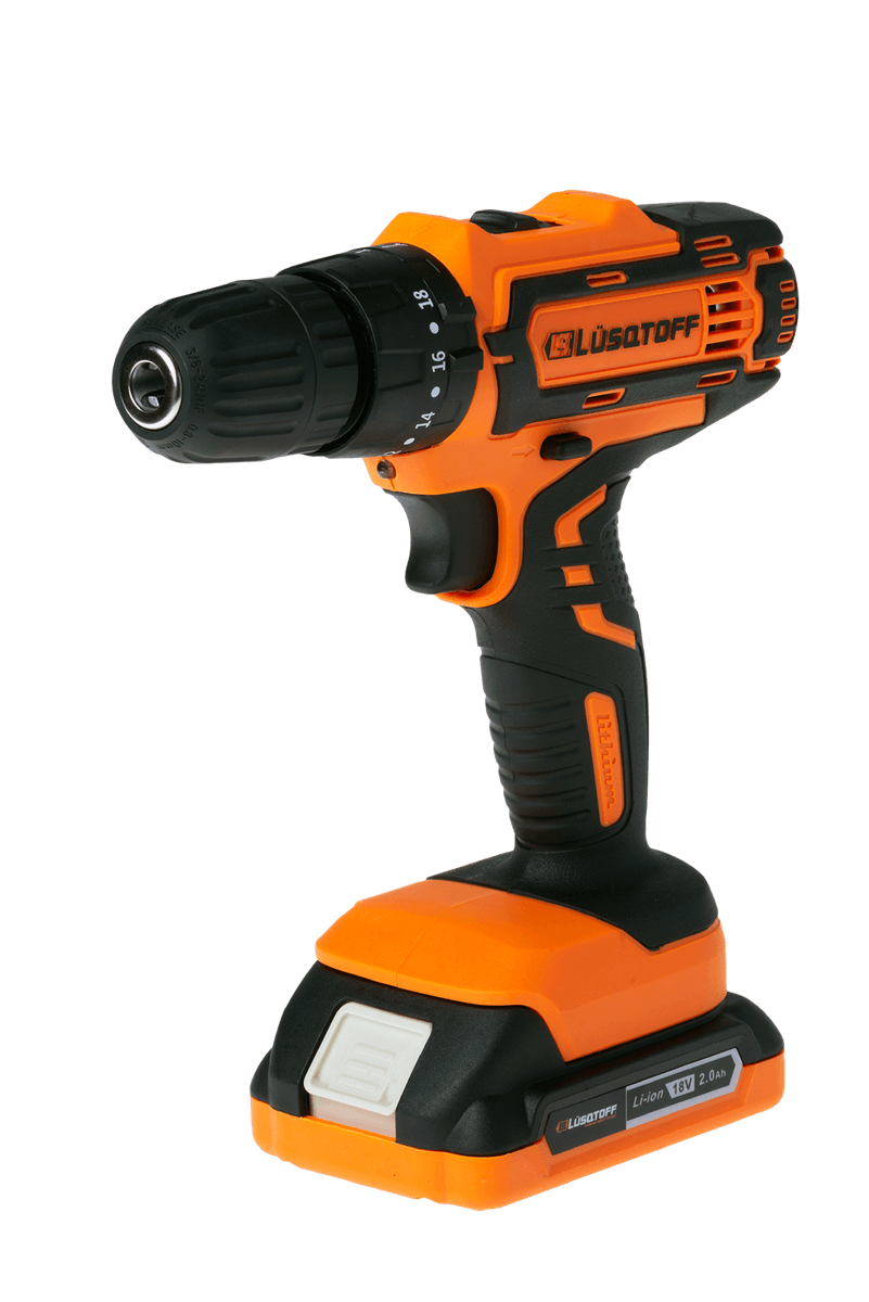 Taladro Percutor a Batería 18V 25Nm 10mm 18+1 Posiciones + 2 Baterías 2Ah + Cargador + Maletín ATL18-8B - Lusqtoff