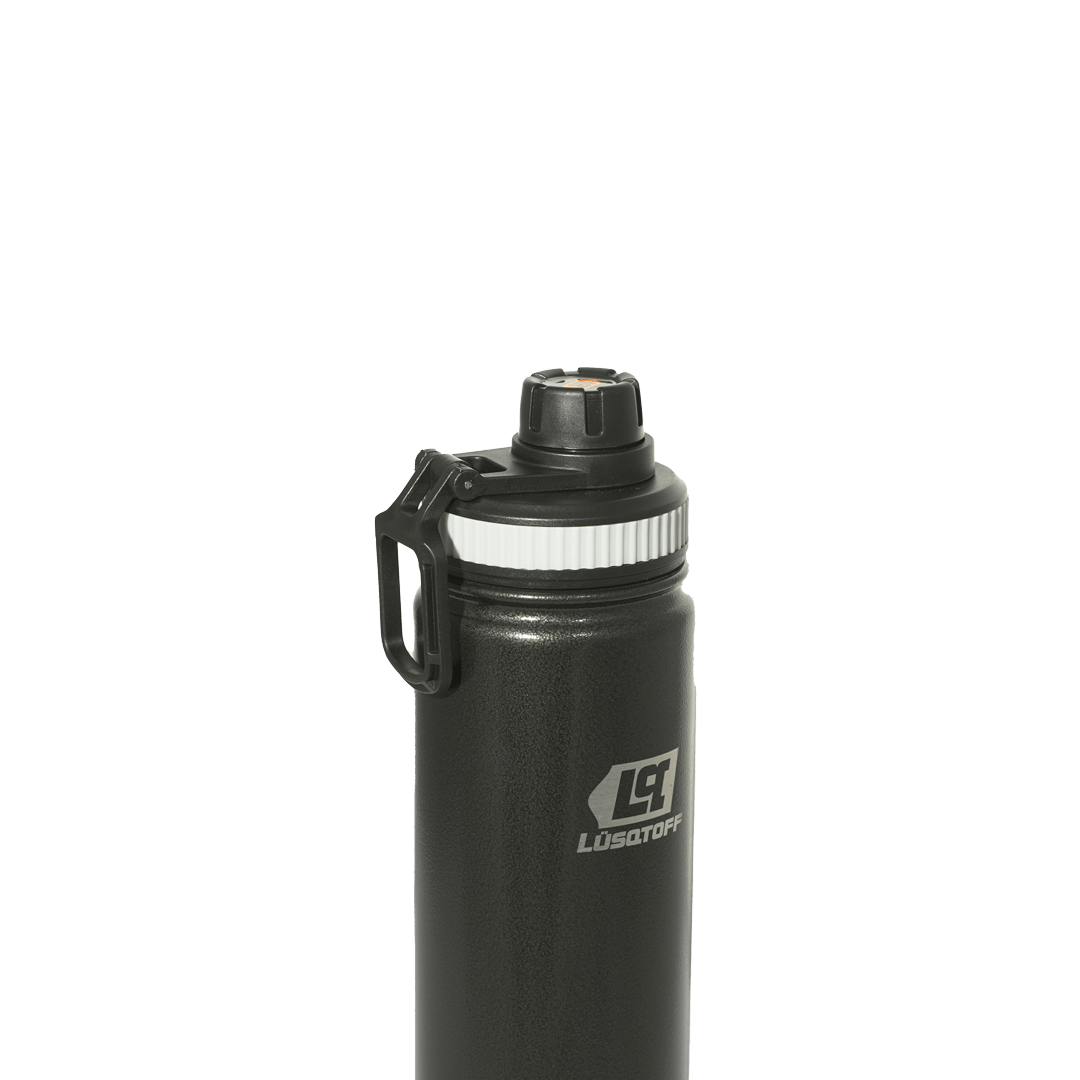 Botella Térmica 750ml Acero Inoxidable 12hs Frío Calor Gancho Transporte Negra BOTL750-8N - Lusqtoff