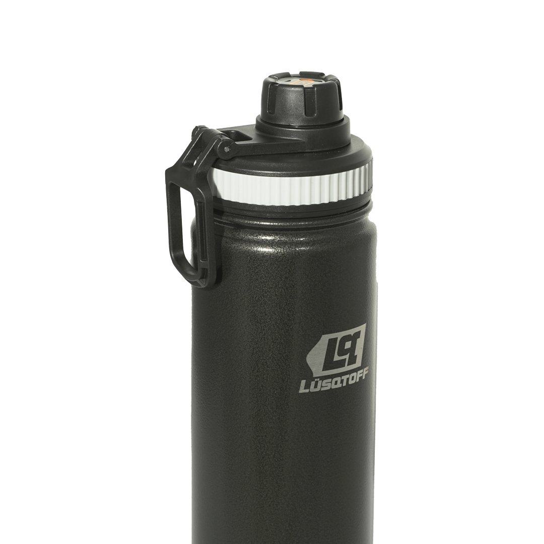 Botella Térmica 750ml Acero Inoxidable 12hs Frío Calor Gancho Transporte Negra BOTL750-8N - Lusqtoff