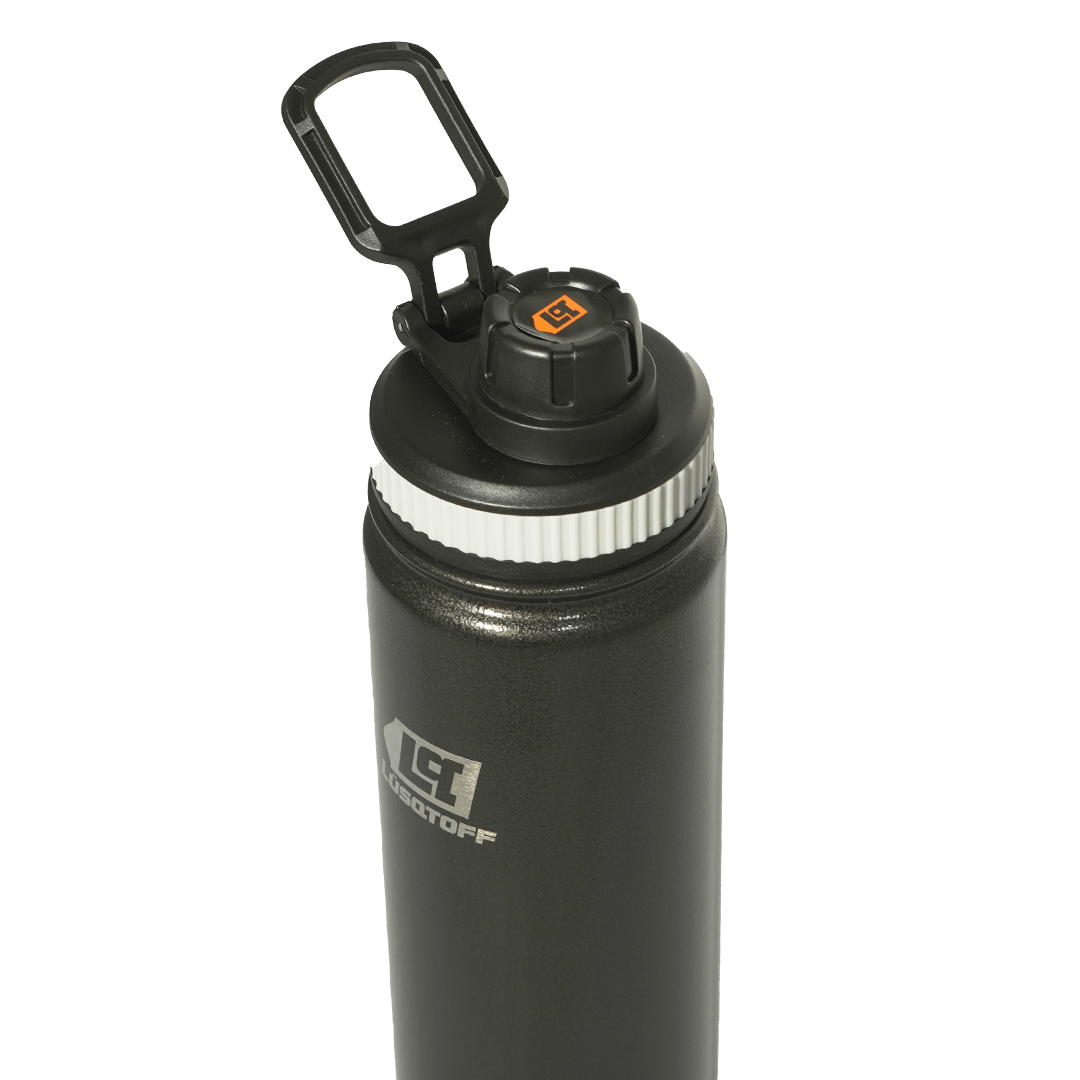 Botella Térmica 750ml Acero Inoxidable 12hs Frío Calor Gancho Transporte Negra BOTL750-8N - Lusqtoff