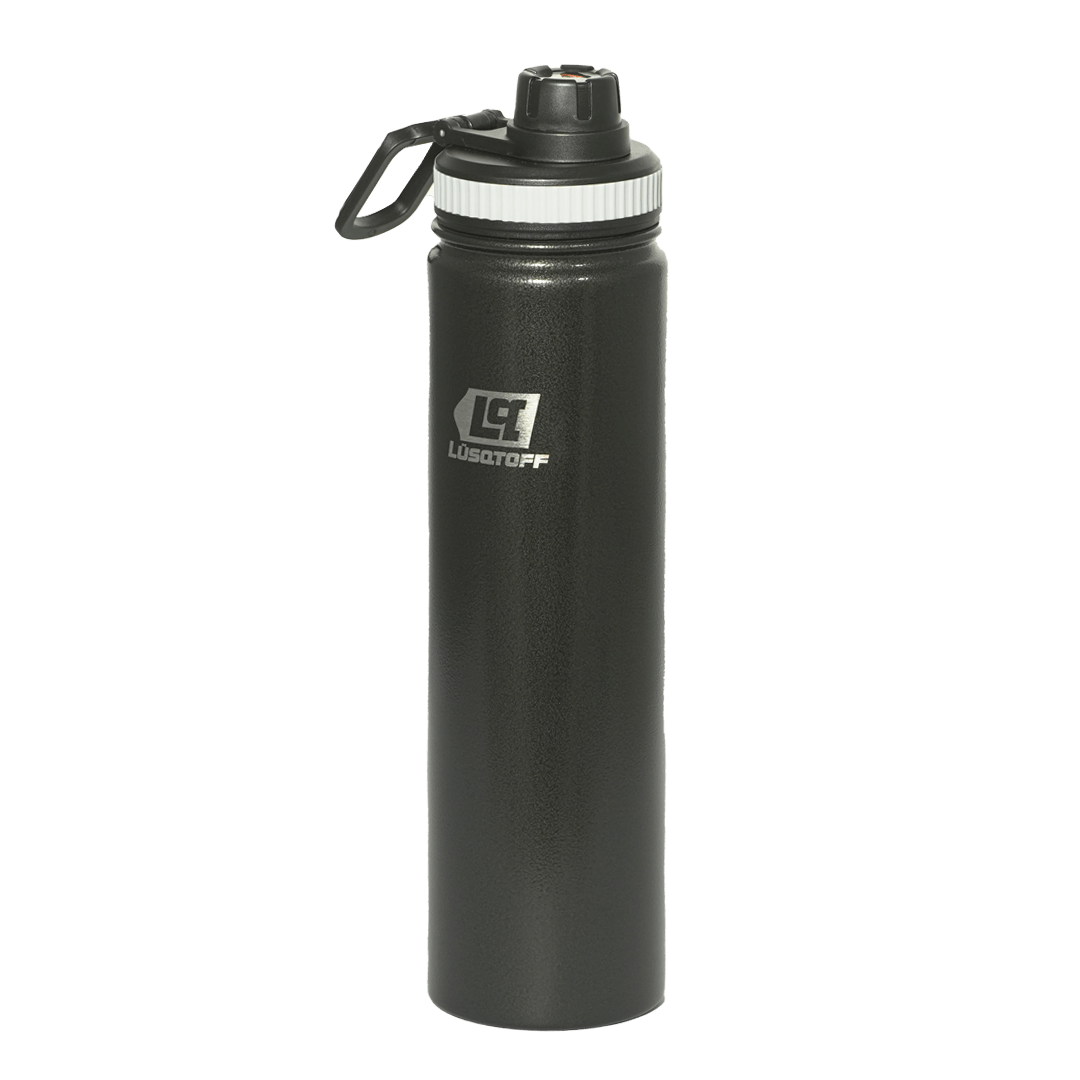 Botella Térmica 750ml Acero Inoxidable 12hs Frío Calor Gancho Transporte Negra BOTL750-8N - Lusqtoff