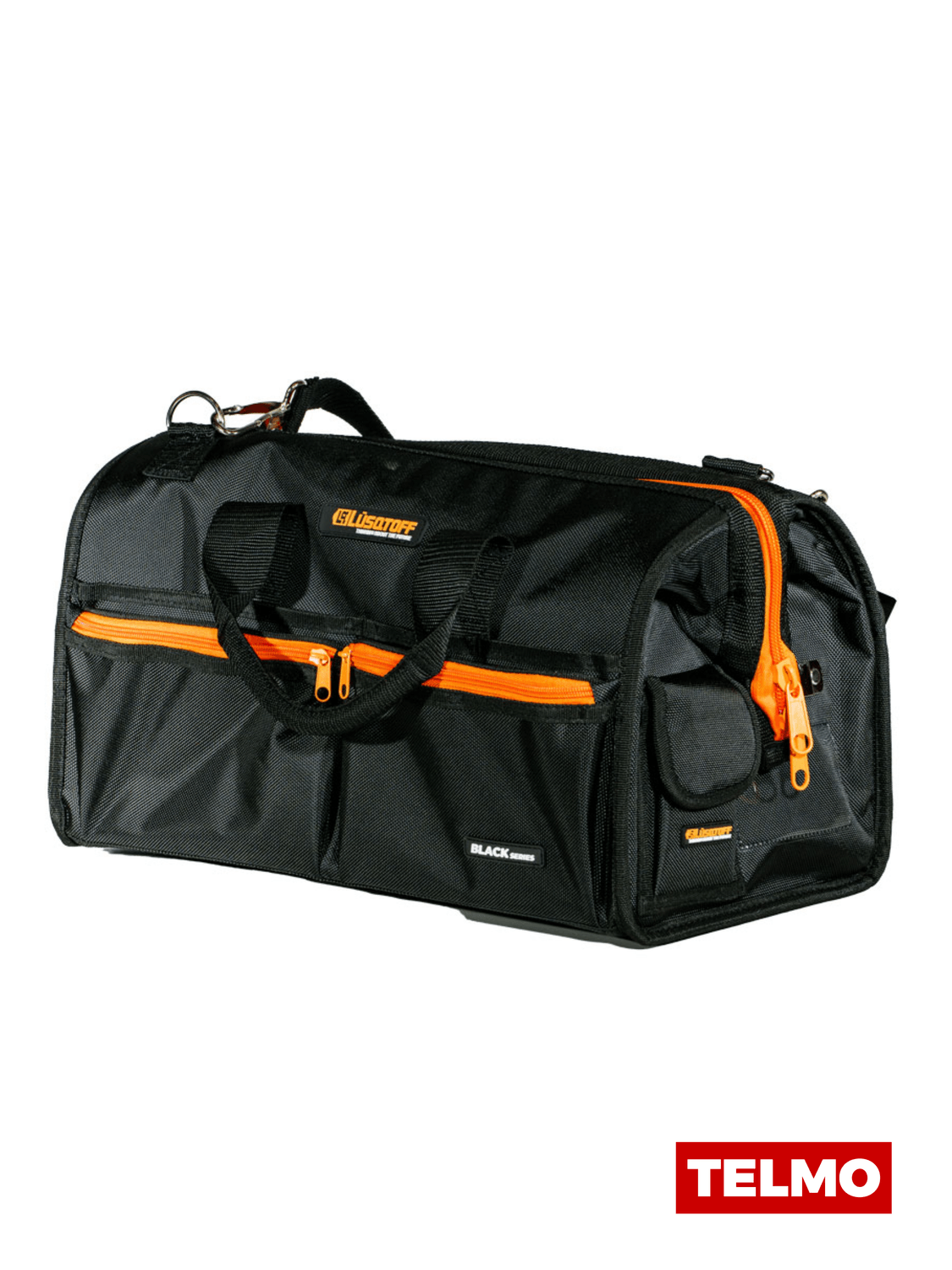 Bolso Trabajo Reforzado Black Series 45x35x15cm 14 Bolsillos Carga 15kg + Correa BRL14-9 - Lusqtoff, foto real