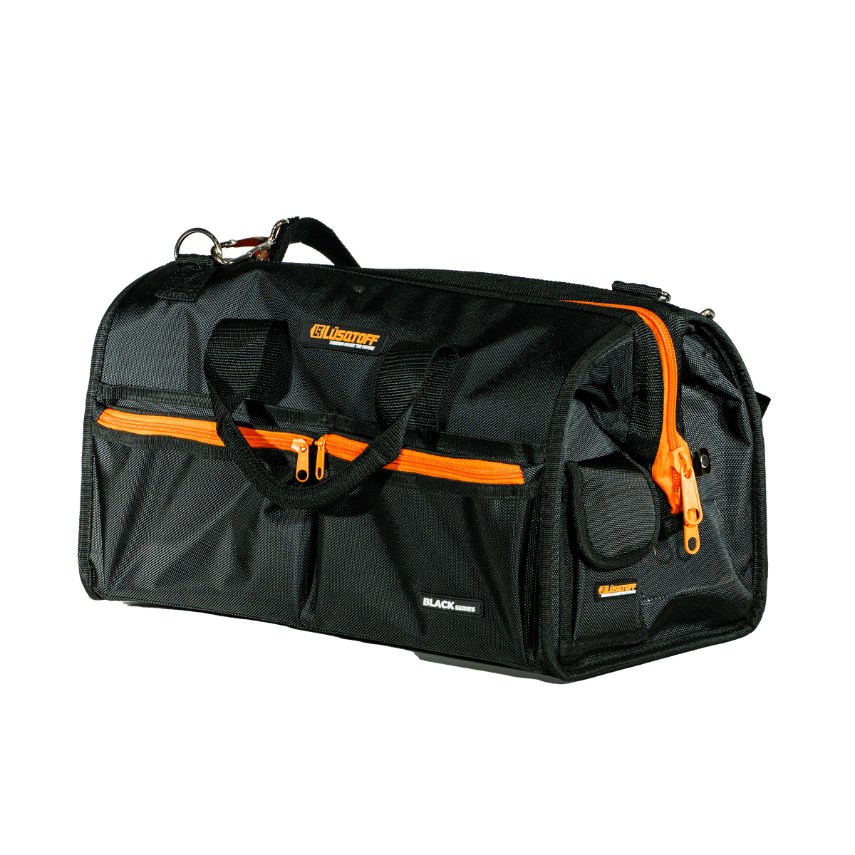 Bolso Trabajo Reforzado Black Series 45x35x15cm 14 Bolsillos Carga 15kg + Correa BRL14-9 - Lusqtoff