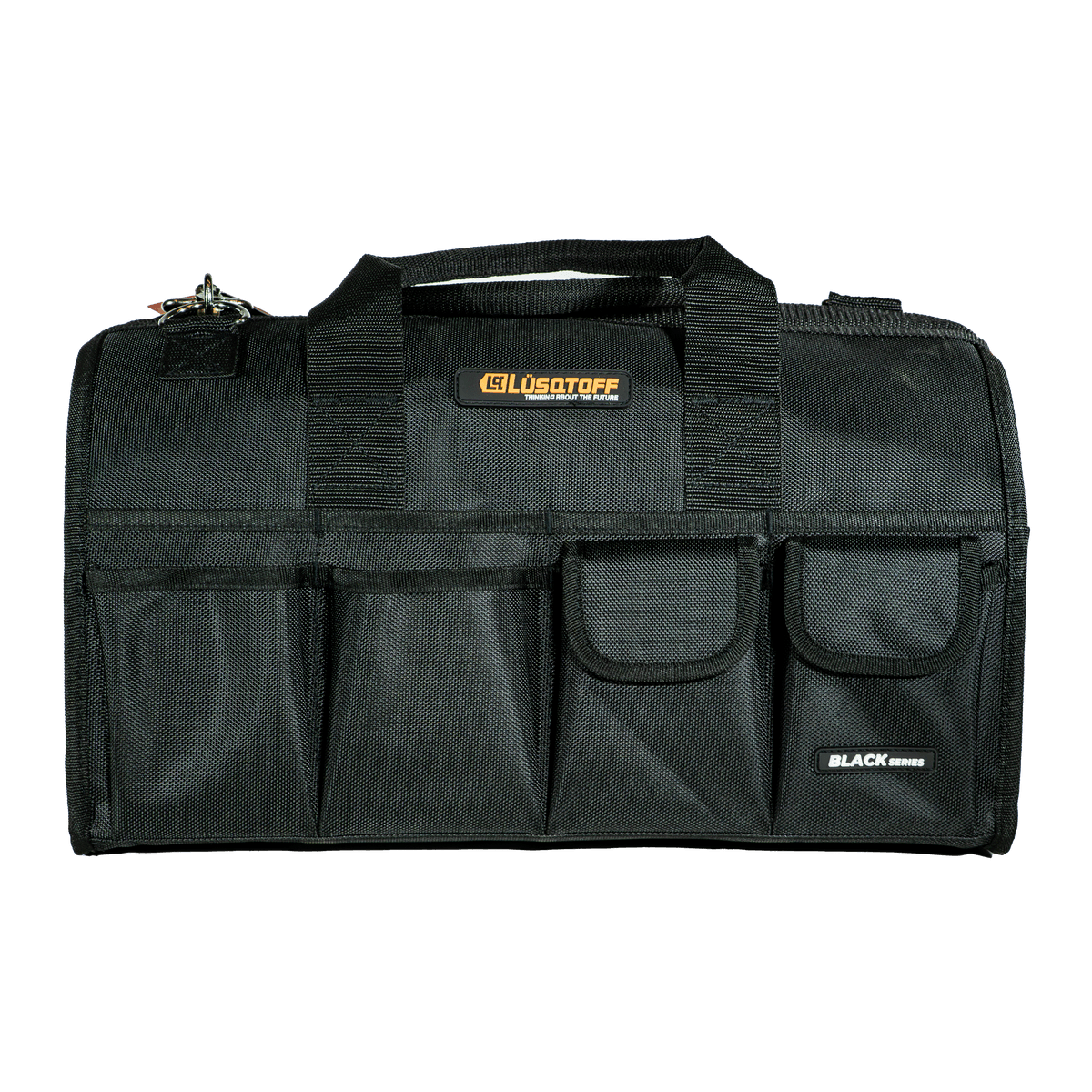 Bolso Trabajo Reforzado Black Series 45x35x15cm 14 Bolsillos Carga 15kg + Correa BRL14-9 - Lusqtoff