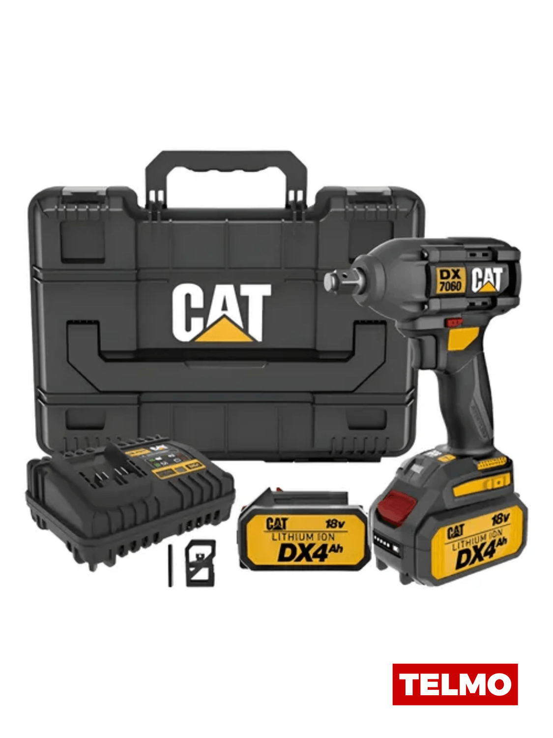 Llave de Impacto Brushless 18V 350Nm 1/2" + 2 Baterías 4Ah + Cargador + Maletín DX7060 - CAT