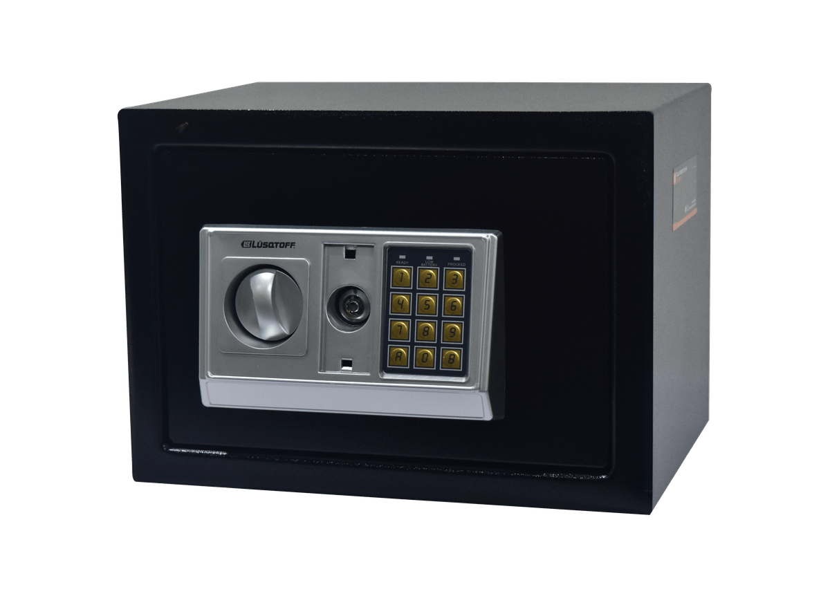 Caja Fuerte Digital Teclado 350x250x250mm Puerta 3mm Auto-Bloqueo + Llave Emergencia + Fijación CFL350-8 - Lusqtoff