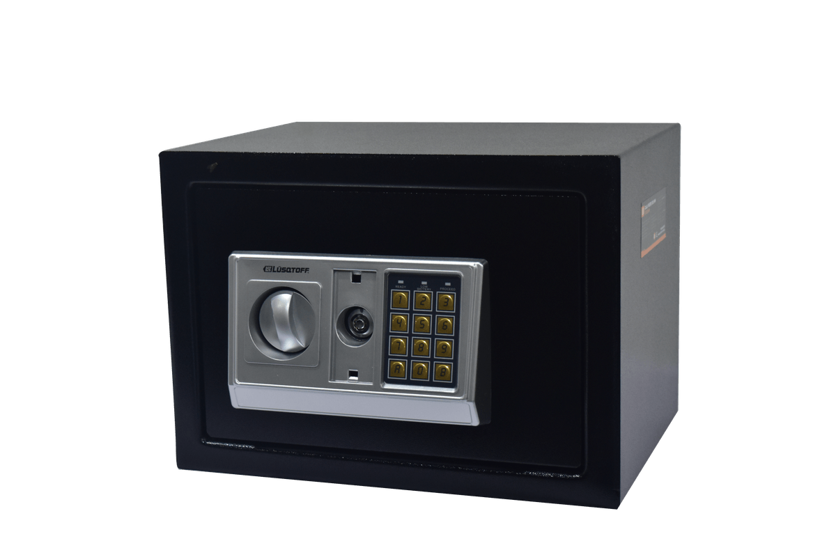 Caja Fuerte Digital Teclado 350x250x250mm Puerta 3mm Auto-Bloqueo + Llave Emergencia + Fijación CFL350-8 - Lusqtoff