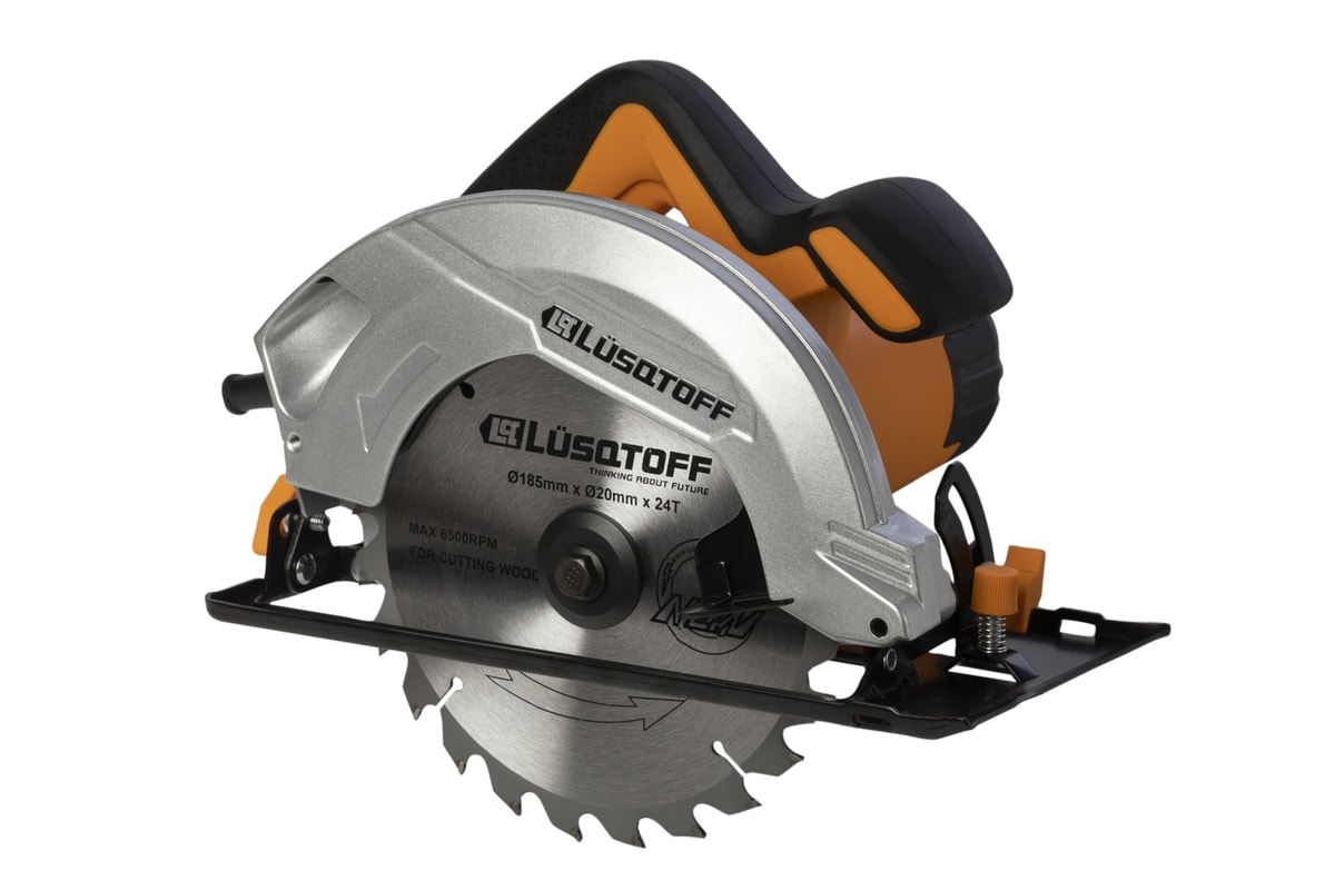 Sierra Circular 1500W 185mm 7 1/4" Corte 63.5mm 5500 RPM + Hoja 24 Dientes + Guía Paralela CSL1500-8 - Lusqtoff