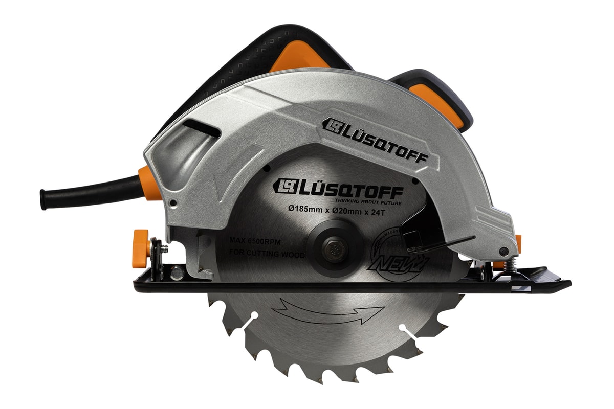 Sierra Circular 1500W 185mm 7 1/4" Corte 63.5mm 5500 RPM + Hoja 24 Dientes + Guía Paralela CSL1500-8 - Lusqtoff