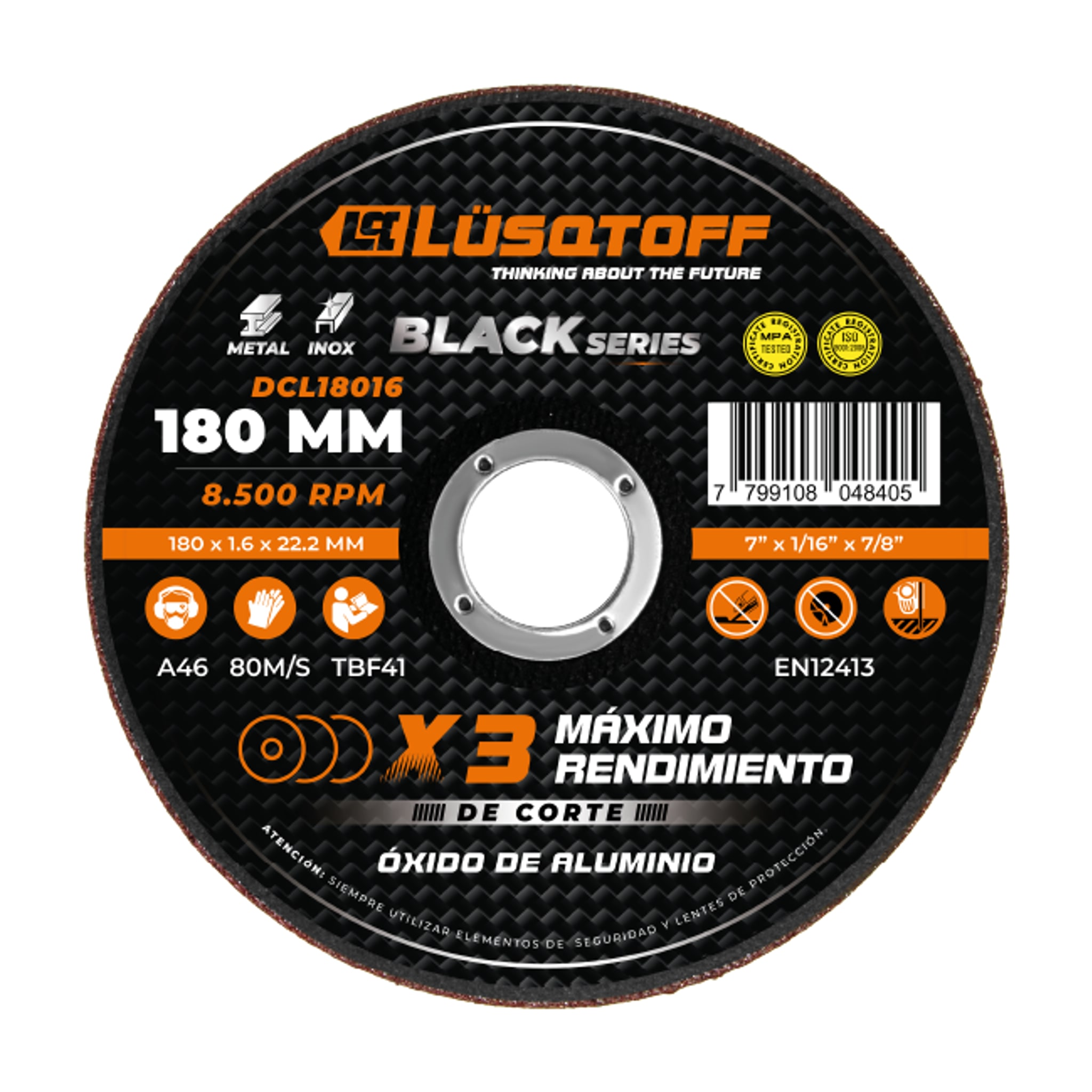 Disco Corte Acero Inoxidable 180x1.6x22mm DCL18016 - Lusqtoff