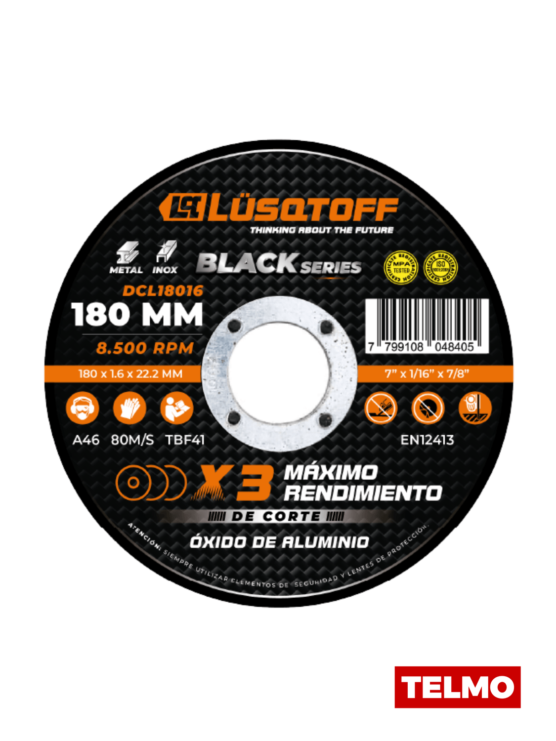Disco Desbaste Metal 180x6x22.2mm DDL18060 - Lusqtoff, foto real