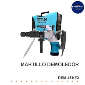 Martillo Demoledor 1500W 10J Hexagonal 17mm + Cincel Punta + Maletín DEM-45HEX - Orebro