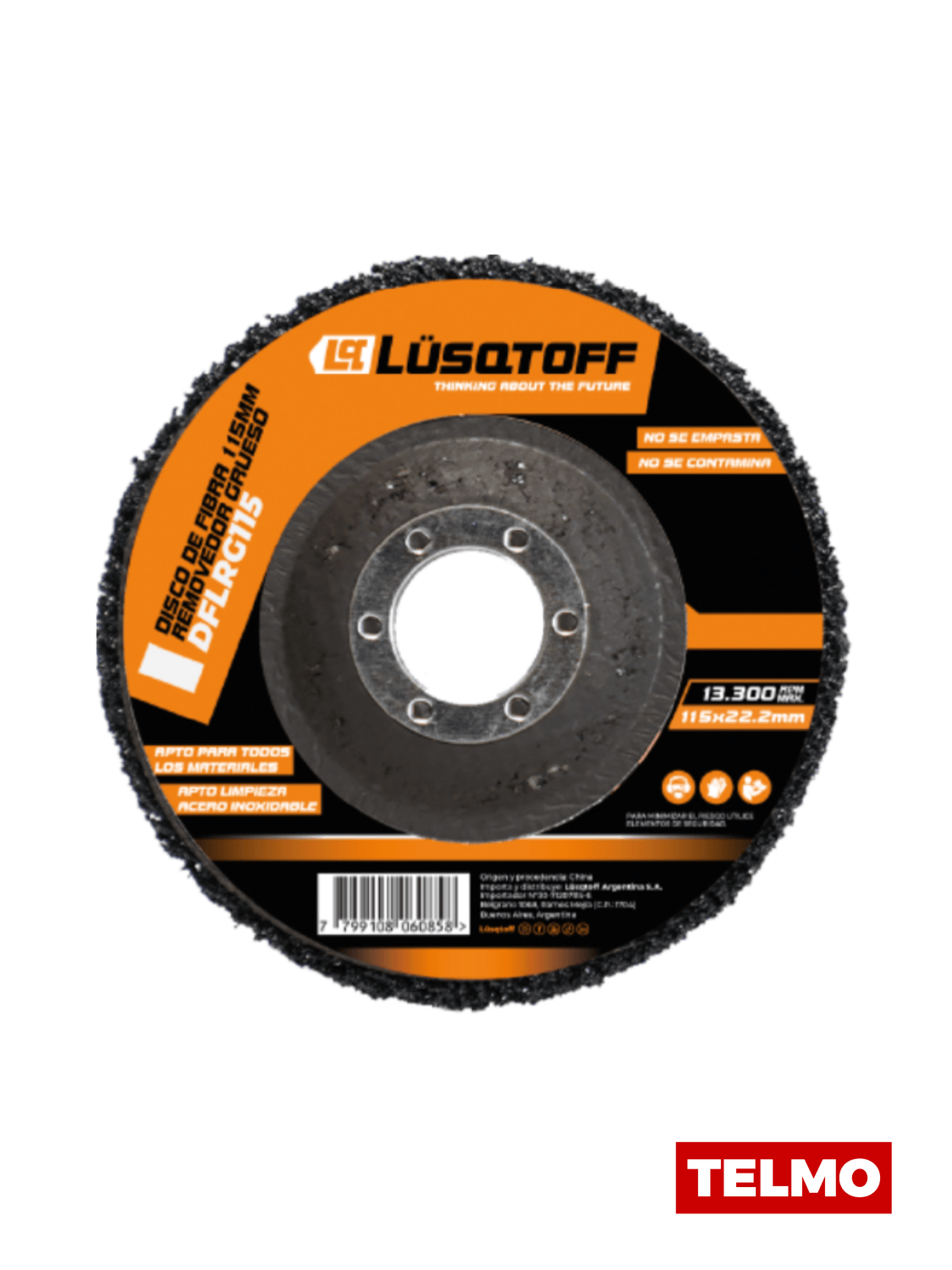 Disco Fibra Removedor Grueso 115mm x 22,2mm Amoladora DFLRG115 - Lusqtoff, foto real