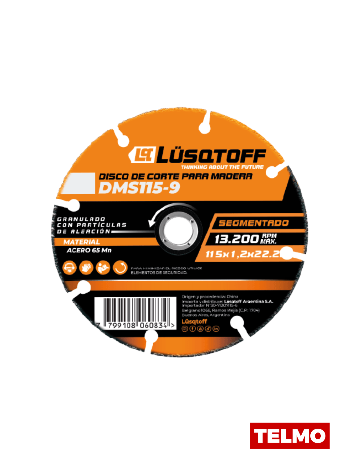Disco Corte Madera 115mm Amoladora DMS115-9 - Lusqtoff, foto real