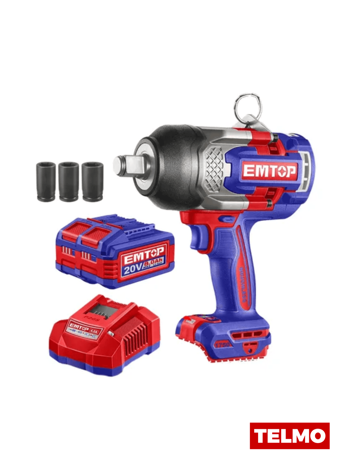 Llave de Impacto Brushless 3/4" 1750Nm 20V + 2 Baterías 8Ah + Cargador + Maletín ECIWL201754 - Emtop