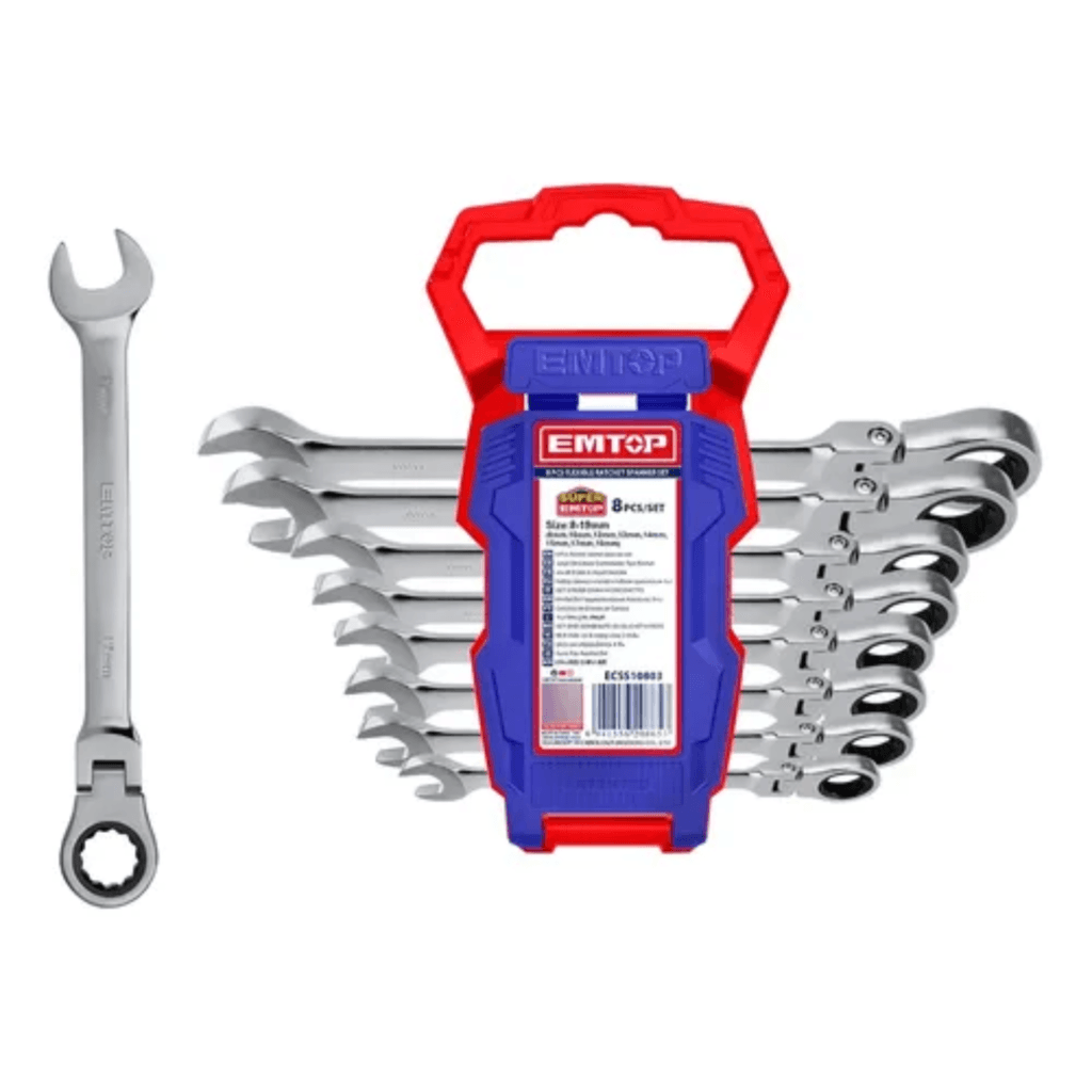 Set Llaves Combinadas Crique Articuladas 8-19mm 8 Piezas ECSS10803 - Emtop