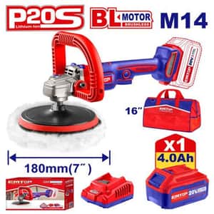 Pulidora A Batería Brushless 20V 180mm Velocidad Variable + Batería 4Ah + Cargador + Bolso ELAP20181 - Emtop