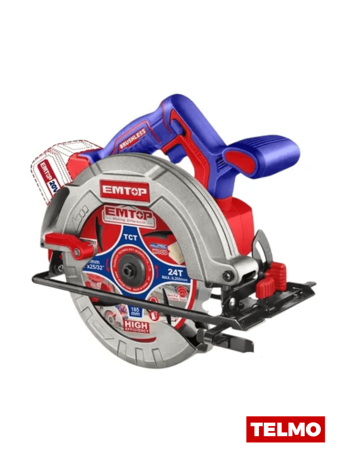Sierra Circular A Batería Brushless 20V 185mm 4800rpm Eje 20mm ELCS1851 - Emtop