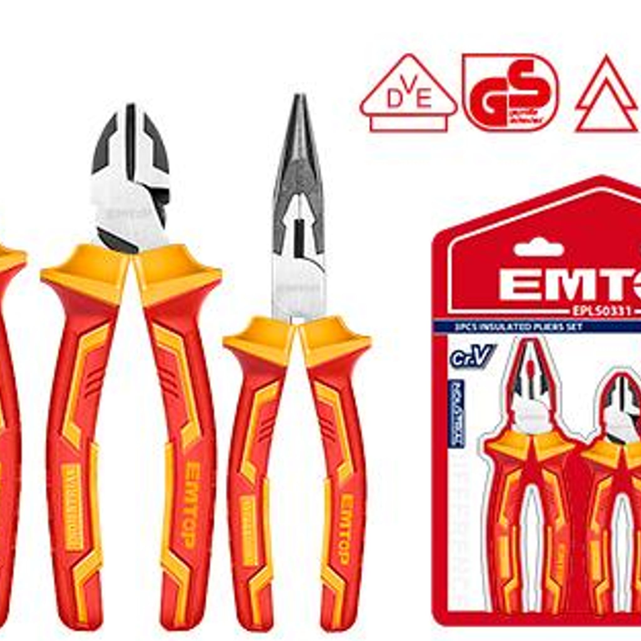 Set Alicates Aislados 1000V Cr-V Electricista 3 Piezas EPLS0331 - Emtop