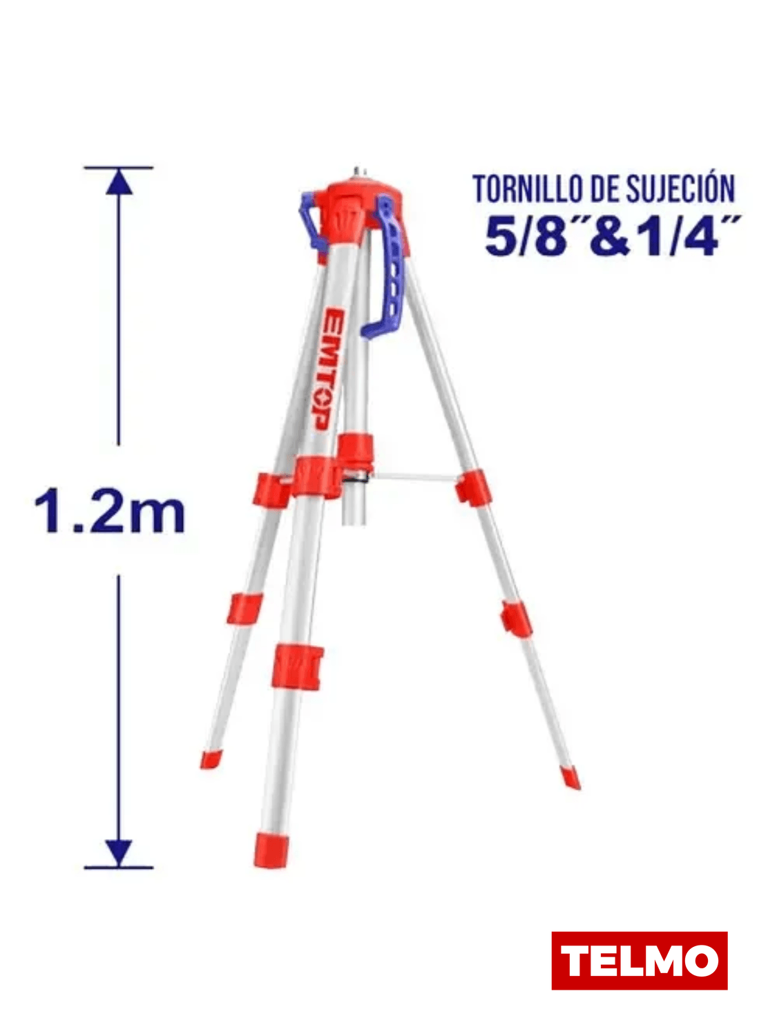 Trípode Aluminio Nivel Láser 1.2m Rosca 5/8" 1/4" ETPD12001 - Emtop