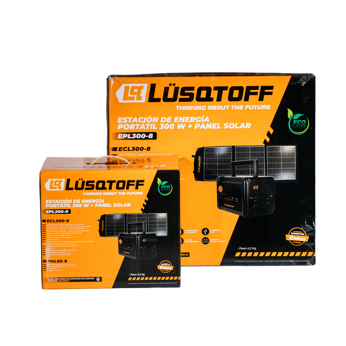 Estación Energía Portátil 300W 220V USB Carga Inalámbrica + Panel Solar 100W EPL300-8 - Lusqtoff