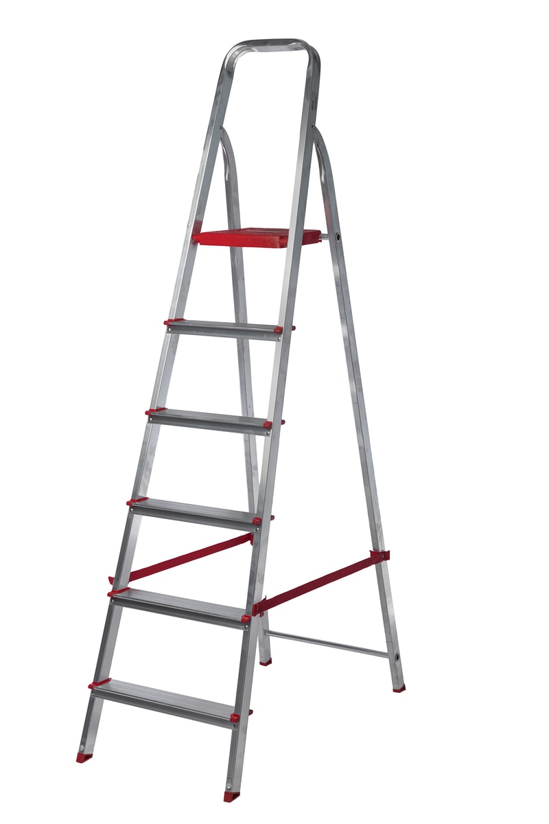 Escalera Hogareña Aluminio 6 Escalones Carga 120kg ESL191-76 - Lusqtoff