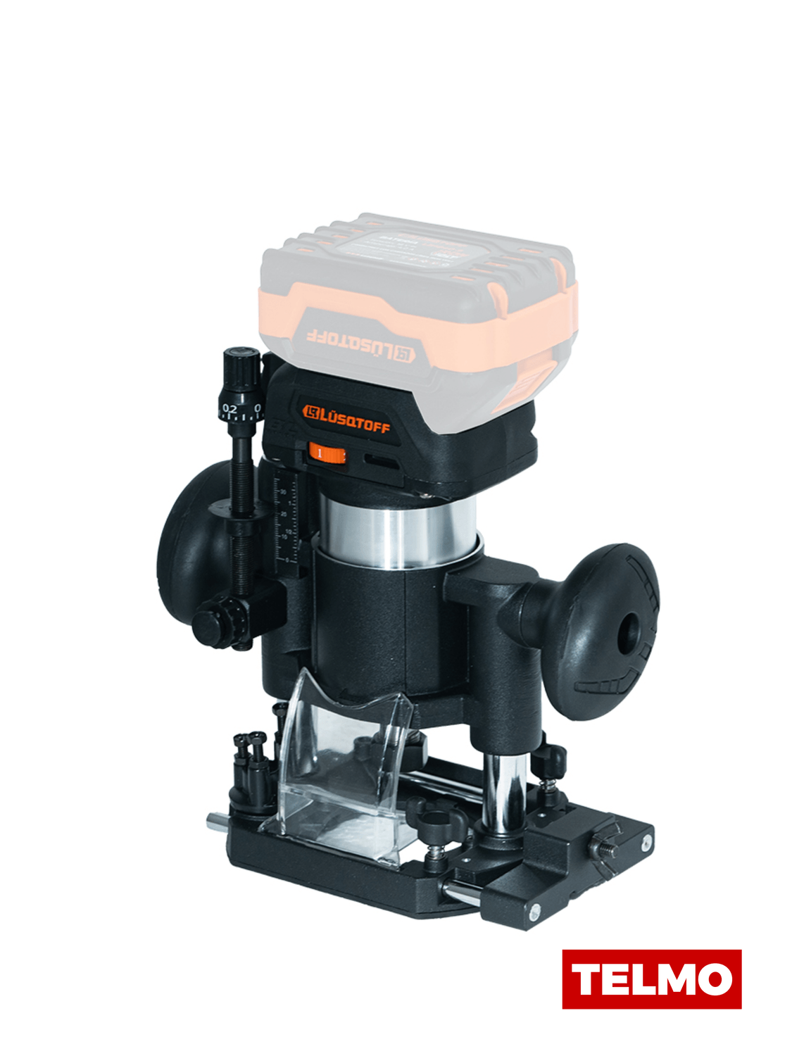 Fresadora Router A Batería Brushless 18V 10000-30000 RPM Pinzas 6mm 6.35mm 8mm Sin Batería + Guías + Acople Aspiración FRL3300-9B - Lusqtoff, foto real