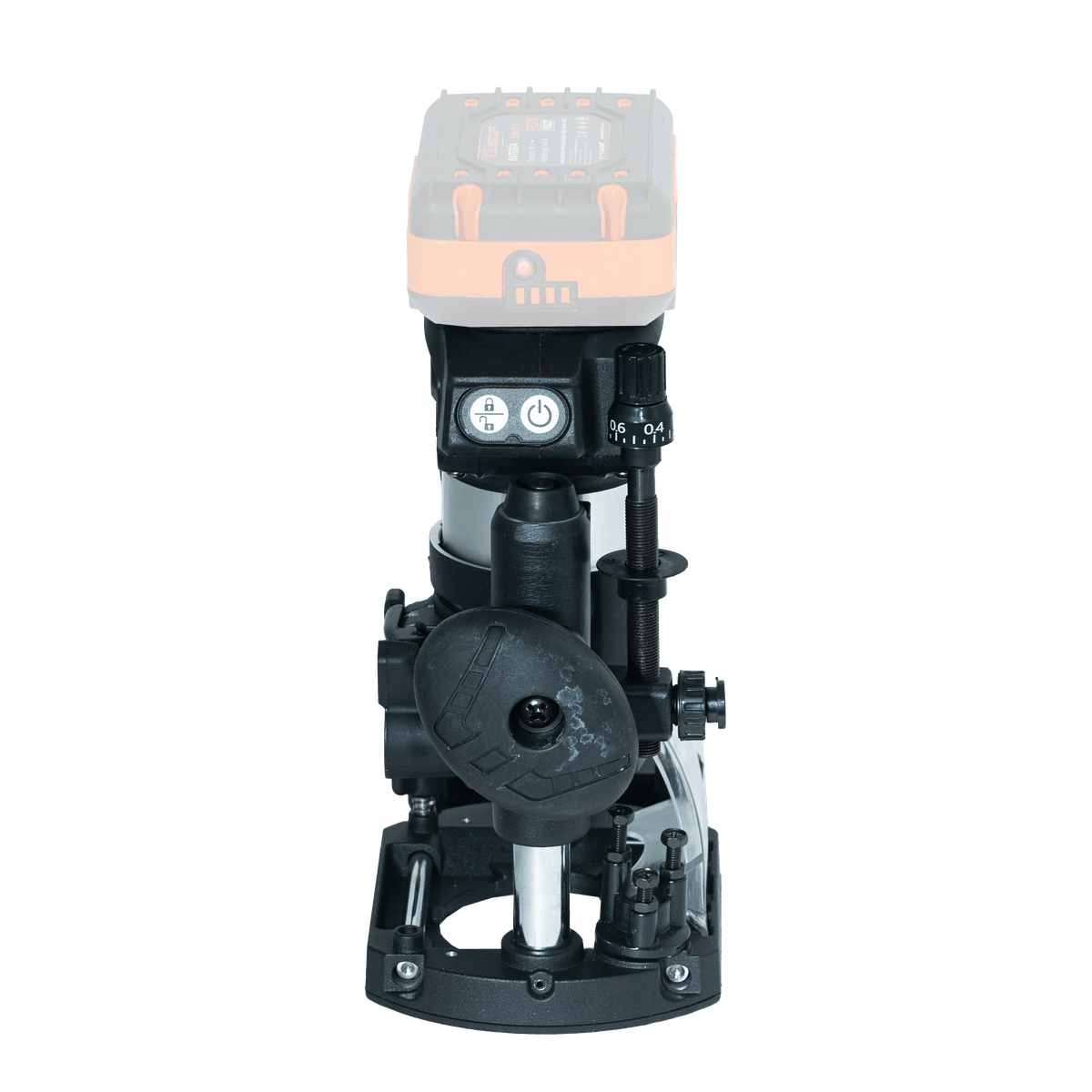 Fresadora Router A Batería Brushless 18V 10000-30000 RPM Pinzas 6mm 6.35mm 8mm Sin Batería + Guías + Acople Aspiración FRL3300-9B - Lusqtoff