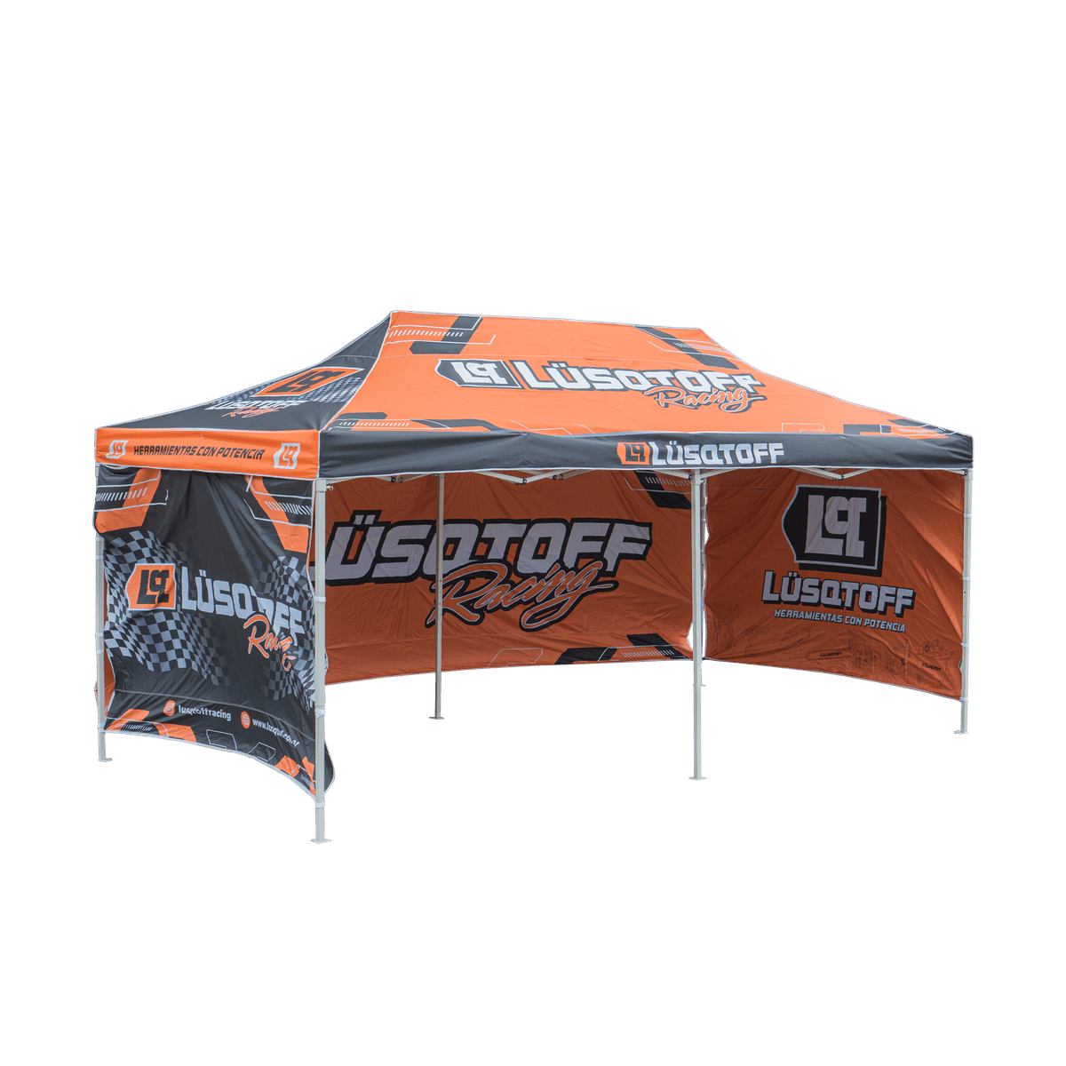 Gazebo Racing Autoarmable 3x6m Estructura Acero Oxford + 3 Paredes + Bolso GBL-9R - Lusqtoff
