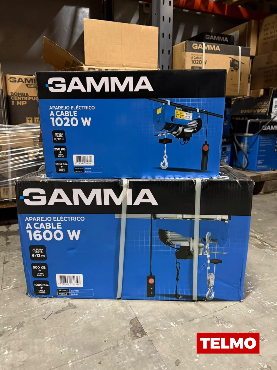 Aparejo Eléctrico Reforzado Cable 1600W 500kg / 999kg Elevación 11m G2311AR - Gamma , foto real