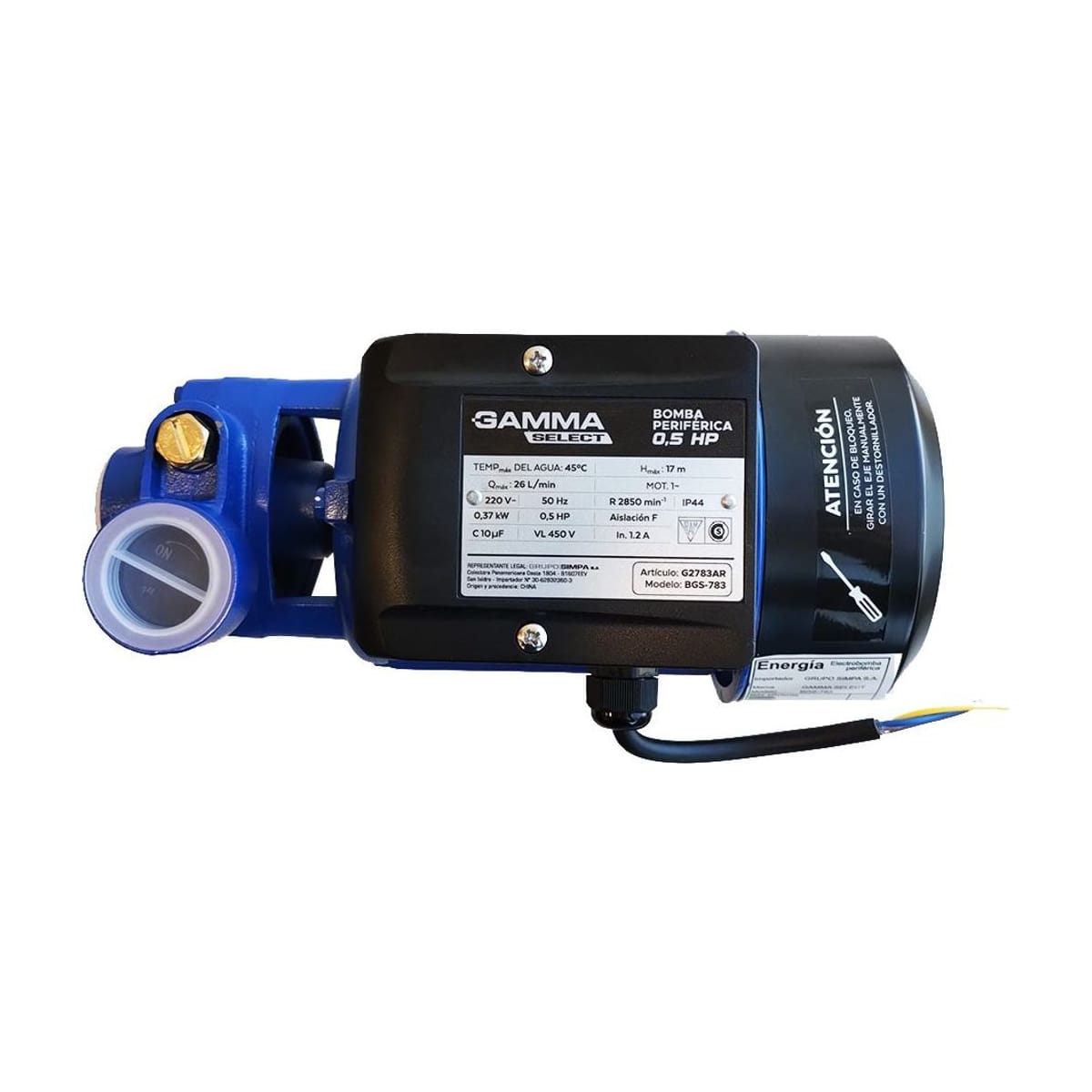Bomba Periférica 0,5HP 1x1" G2783AR - Gamma