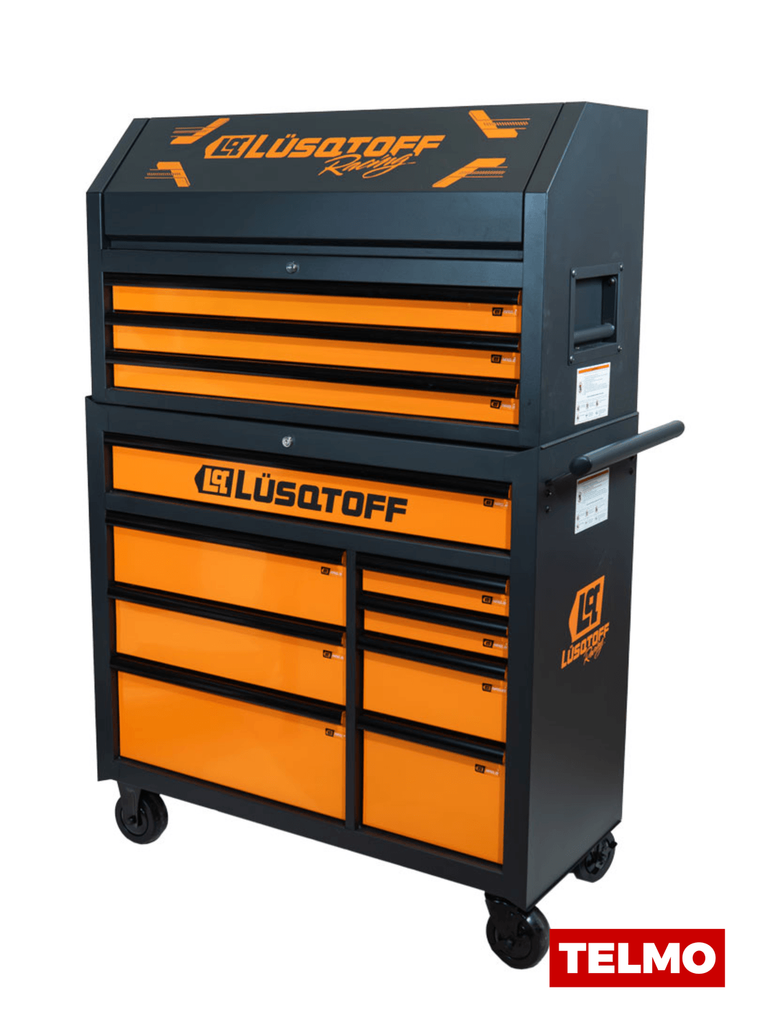 Gabinete Organizador 2 en 1 Bocallaves 1/4" 3/8" 11 Cajones Telescópicos 4 Ruedas 165 Piezas GML12165-9 - Lusqtoff, foto real