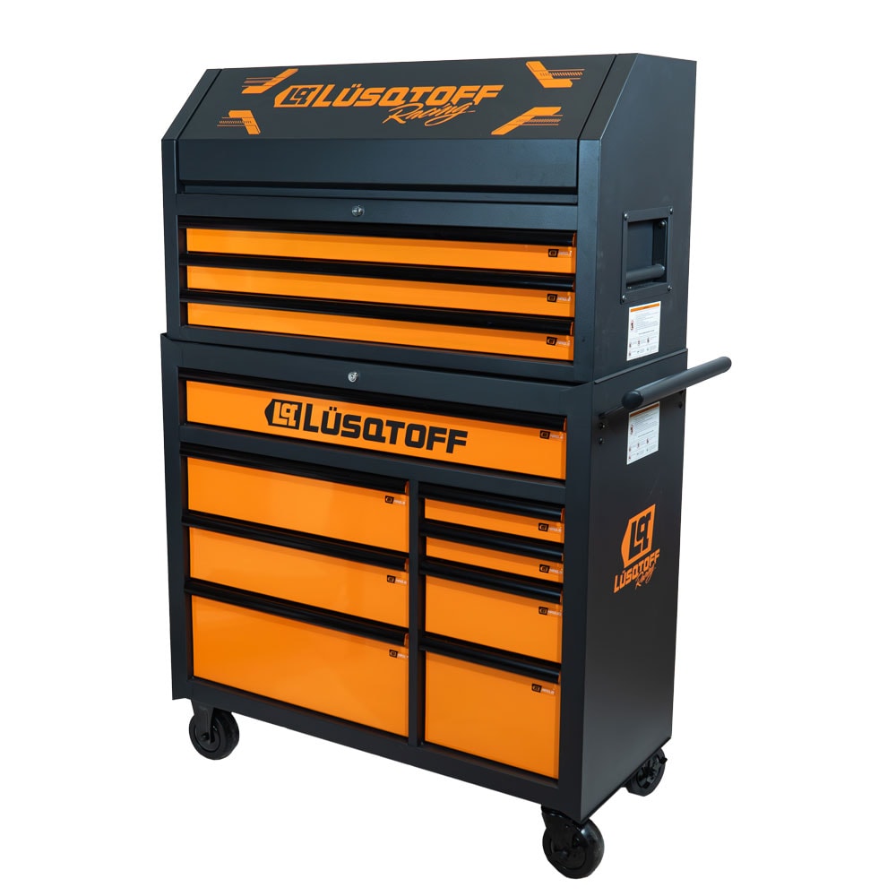 Gabinete Organizador 2 en 1 Bocallaves 1/4" 3/8" 11 Cajones Telescópicos 4 Ruedas 165 Piezas GML12165-9 - Lusqtoff