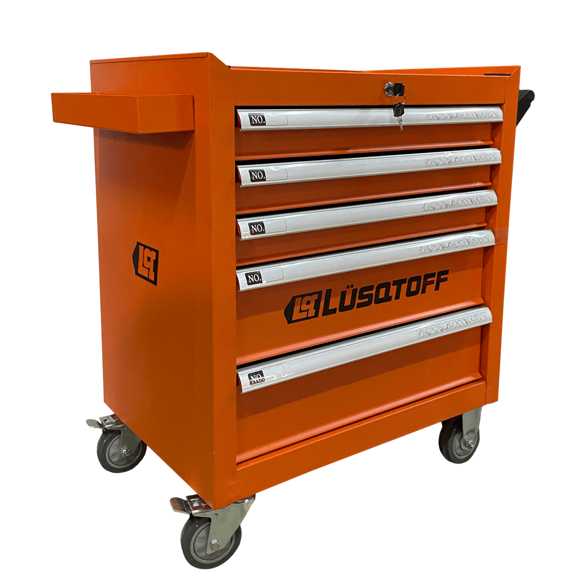 Gabinete Organizador Metálico 5 Cajones Acero 0,8mm 4 Ruedas 4" Cierre Llave GML5-8 - Lusqtoff