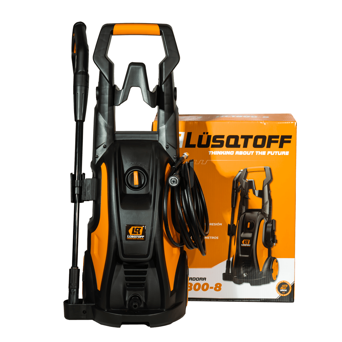 Hidrolavadora Eléctrica 1800W Motor Inducción 135 Bar Caudal 7,2L/min Tanque Jabón + Manguera 5m HL1800-8 - Lusqtoff