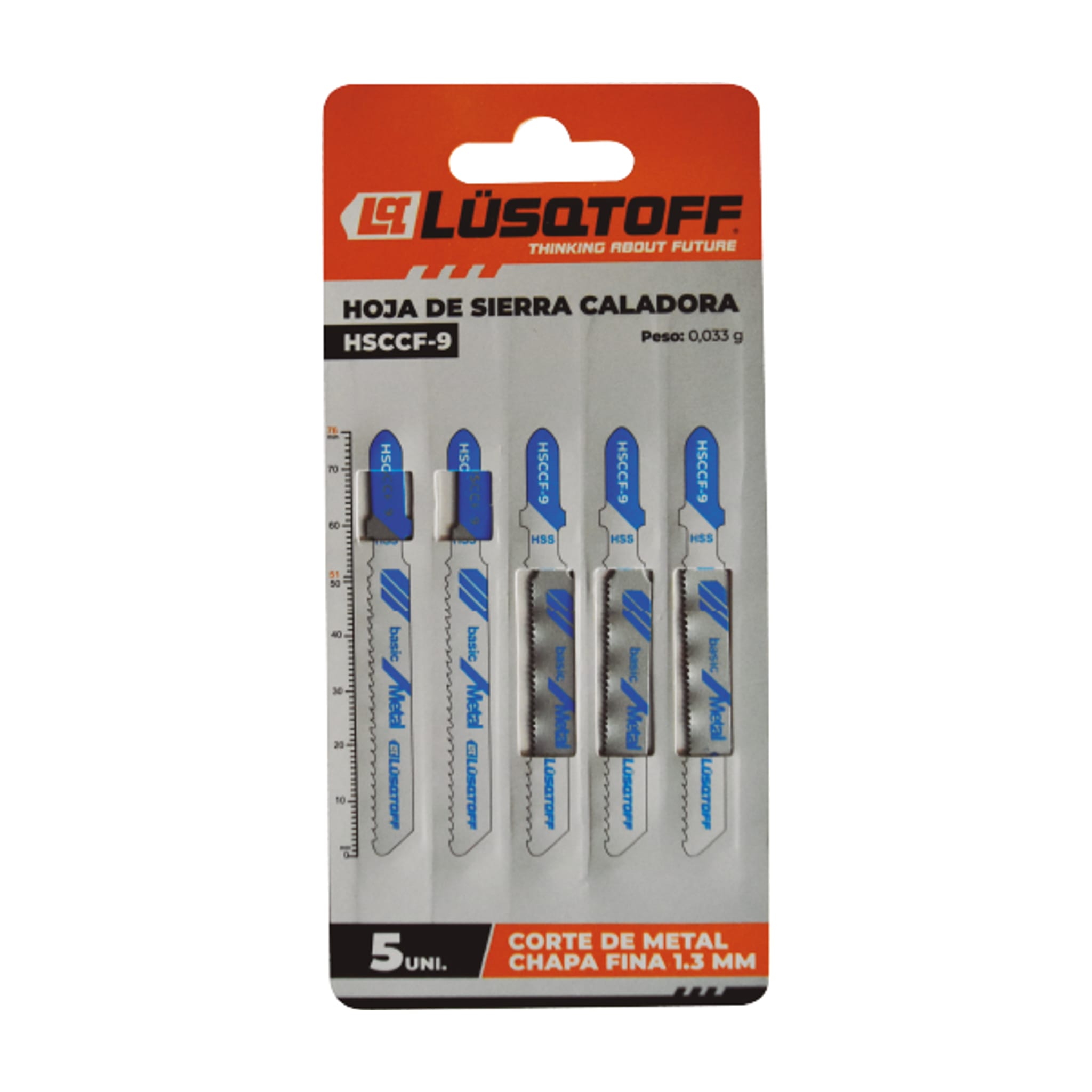Hojas Sierra Caladora Metal Chapa Fina Corte 1,3mm Dientes 1,2mm Encastre T 5 Unidades HSCCF-9 - Lusqtoff