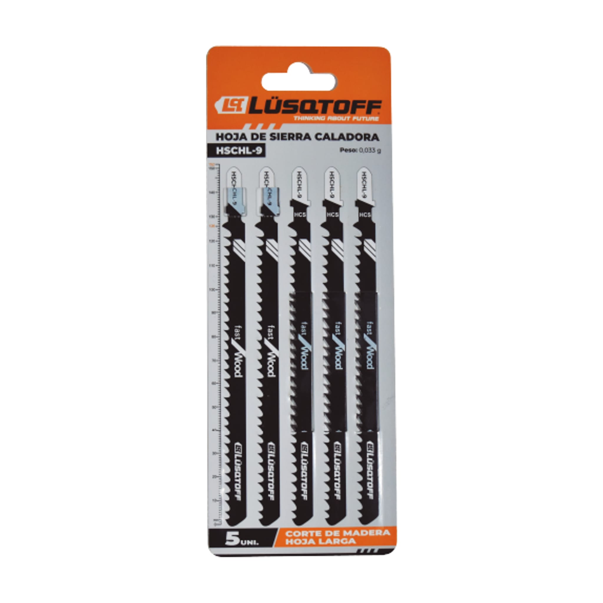 Hojas Sierra Caladora Madera Hoja Larga Dientes 4mm Encastre T 5 Unidades HSCHL-9 - Lusqtoff