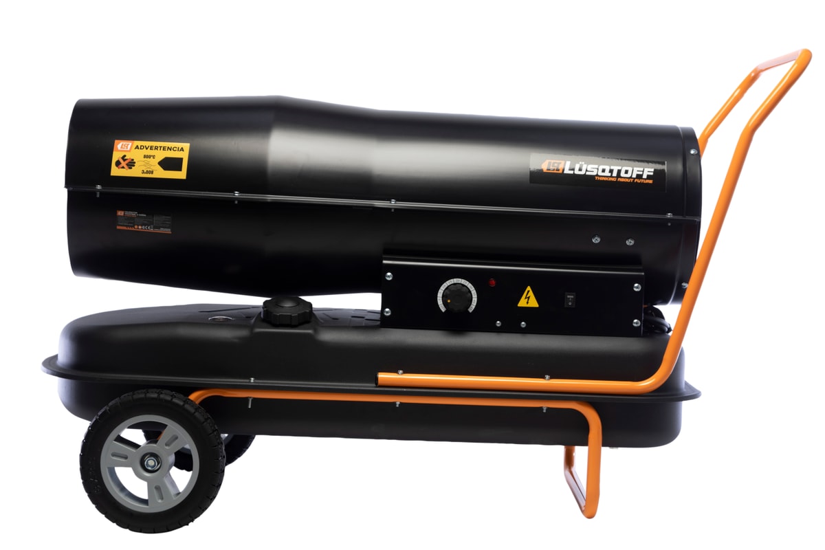 Calefactor Cañón Kerosene Gasoil 60kW 53.000 Kcal Tanque 56L Termostato Digital HTBGO-60A - Lusqtoff