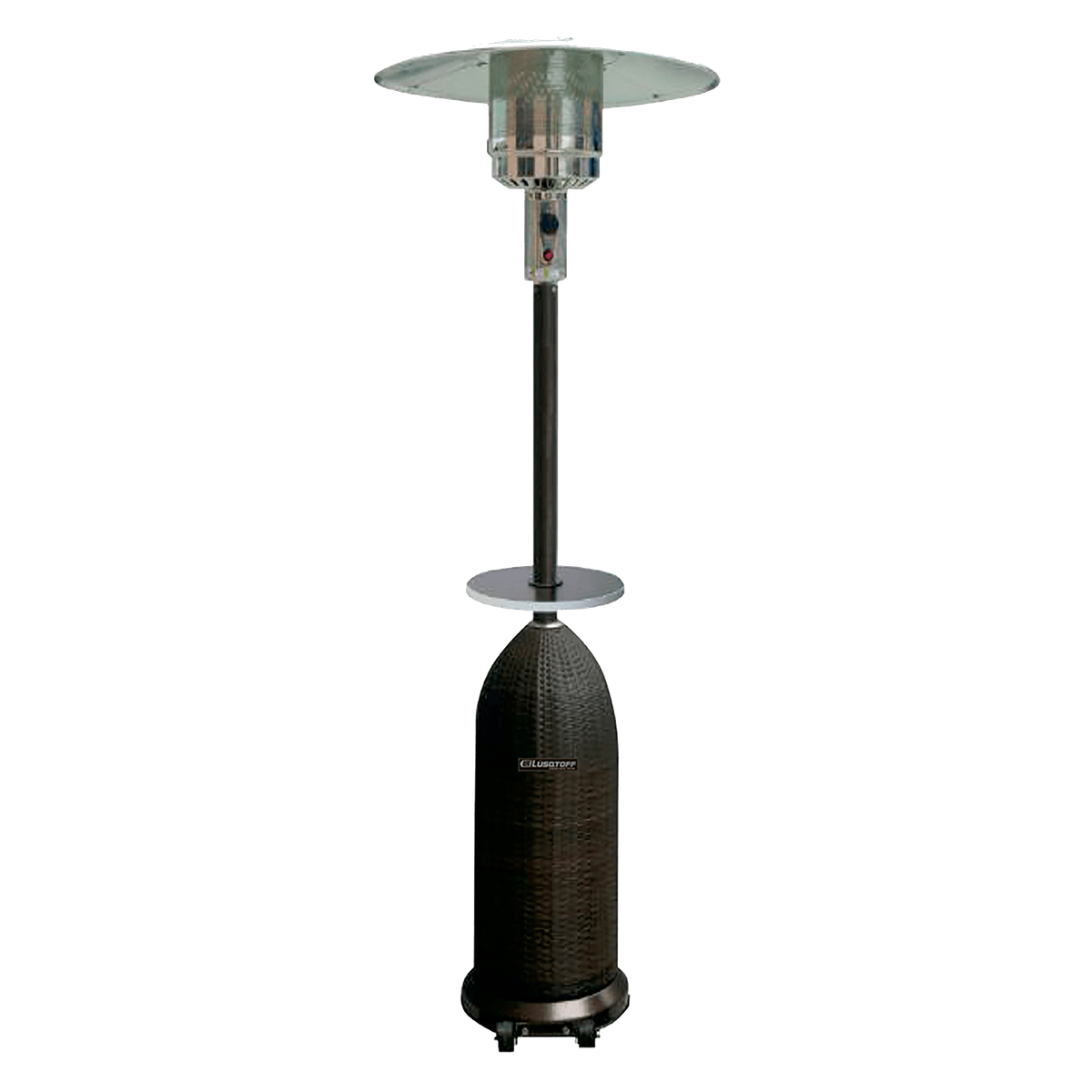 Calefactor Exterior Hongo Ratán Gas Envasado 10.000 Kcal Radio 6m + Mesa Negro JK-1009 - Lusqtoff