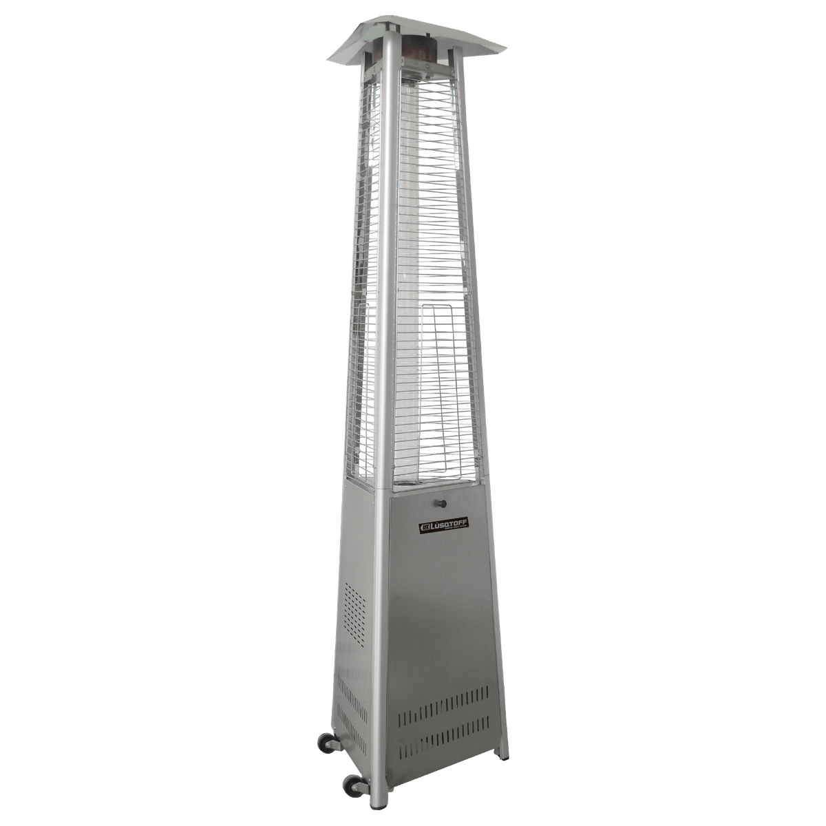 Calefactor Exterior Pirámide Gas Envasado 10.000 Kcal Radio 6m Tubo Vidrio Acero Inoxidable JK-1010 - Lusqtoff