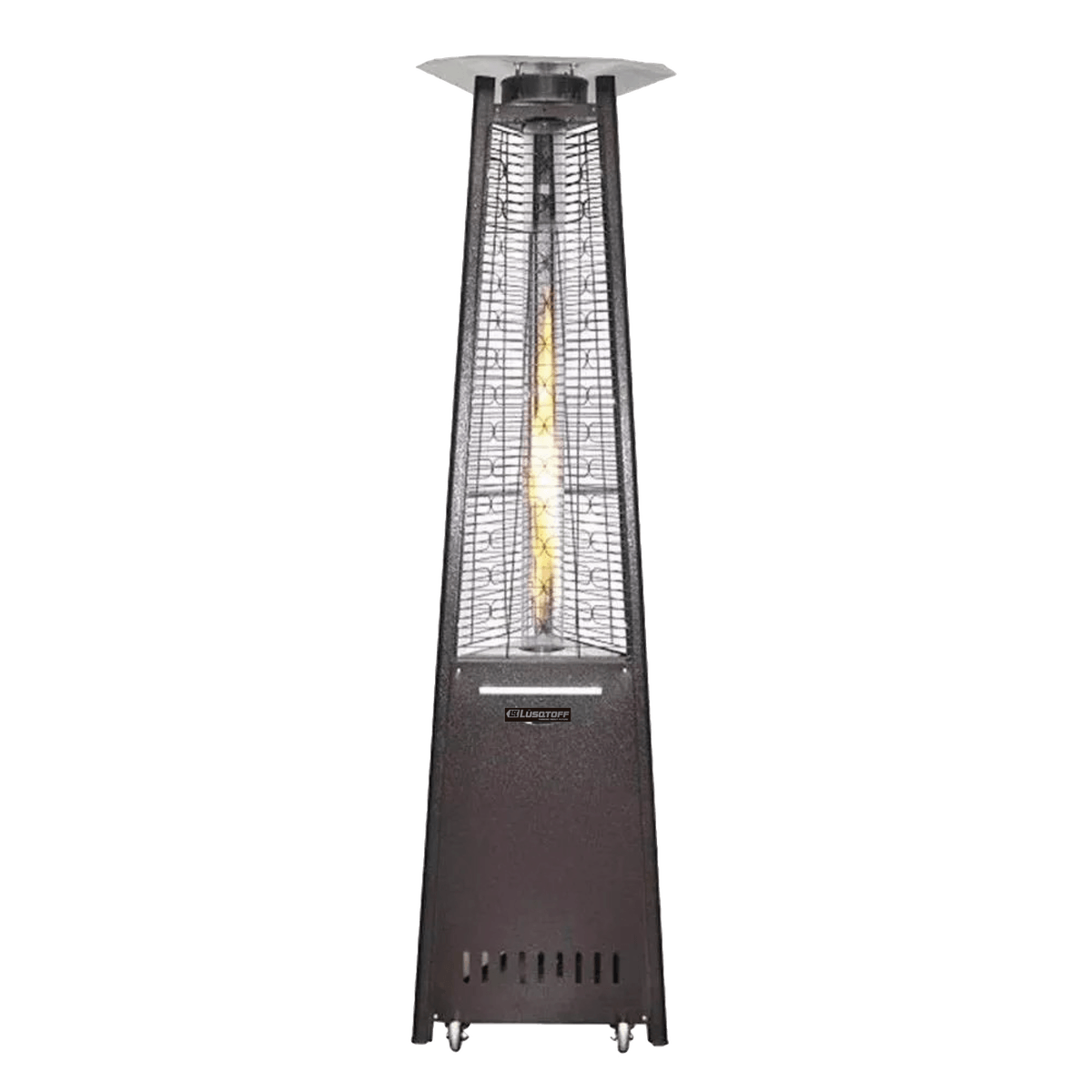 Calefactor Exterior Pirámide Gas Envasado 10.000 Kcal Radio 6m Tubo Vidrio Bronce JK-1010B - Lusqtoff