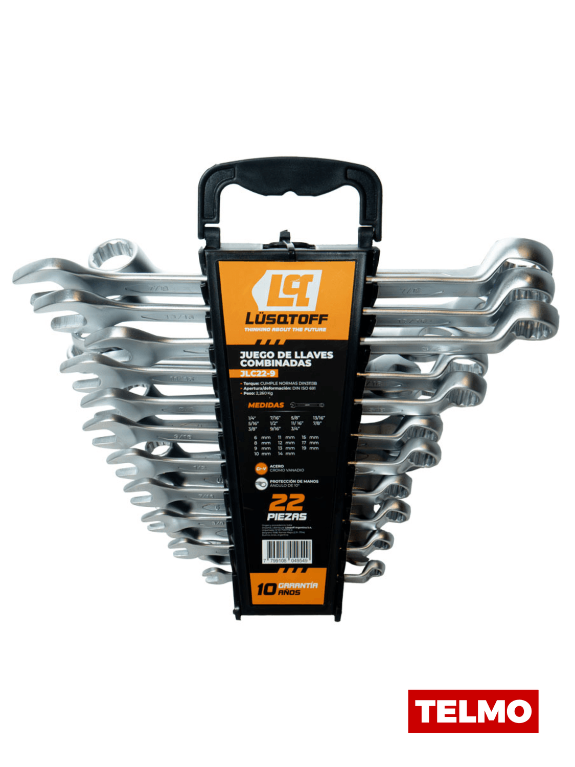 Set Llaves Combinadas 6 a 19mm + 1/4" a 7/8" Ángulo 15° 22 Piezas JLC22-9 - Lusqtoff, foto real