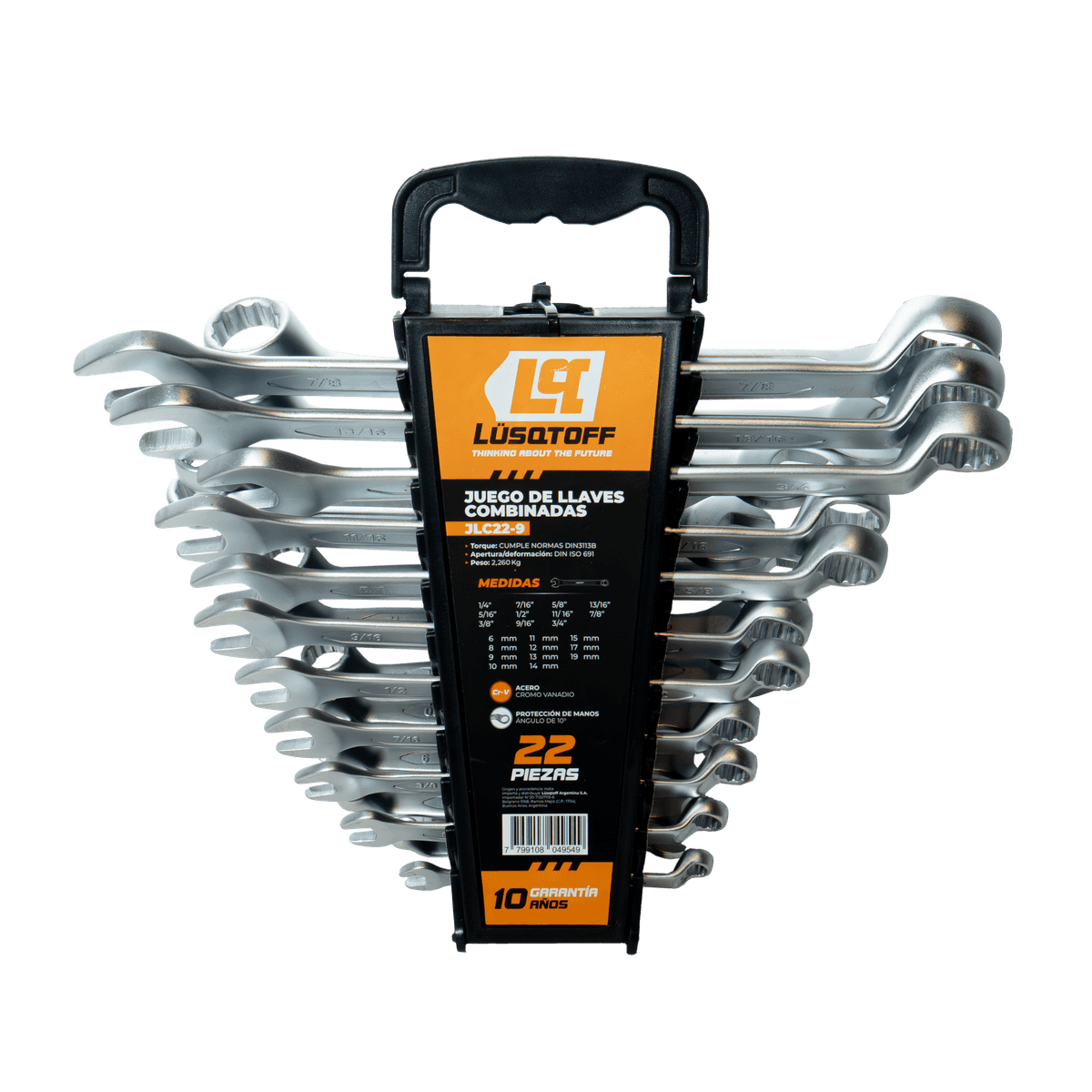 Set Llaves Combinadas 6 a 19mm + 1/4" a 7/8" Ángulo 15° 22 Piezas JLC22-9 - Lusqtoff