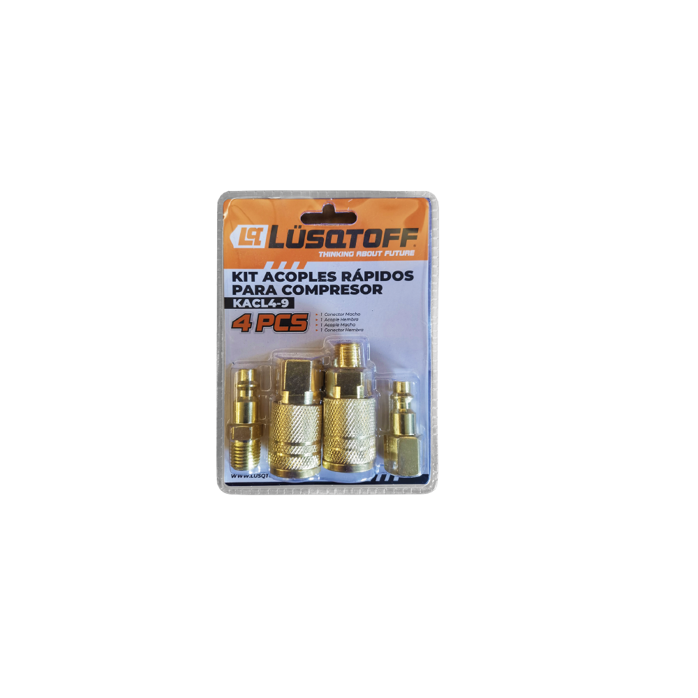 Kit Acoples Rápidos Compresor Conectores Macho Hembra 4 Piezas KACL4-9 - Lusqtoff