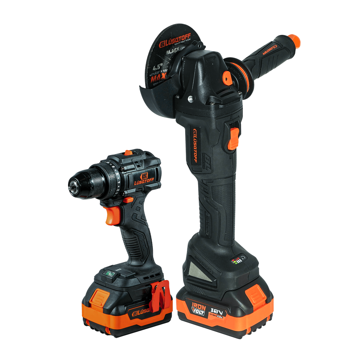 Kit Amoladora 115mm + Taladro Atornillador 10mm 18V Black Series KATL-9BK - Lusqtoff
